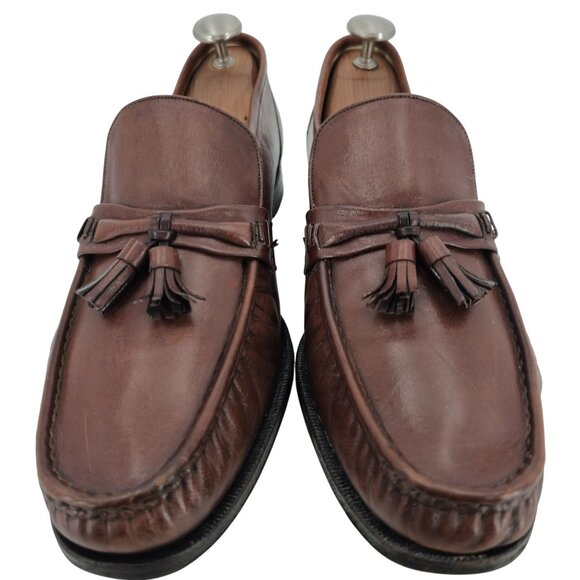 Florsheim Royal Imperial Men 13 Brown Leather Dress Shoes Moc-toe Tassel Loafers - Picture 9 of 11